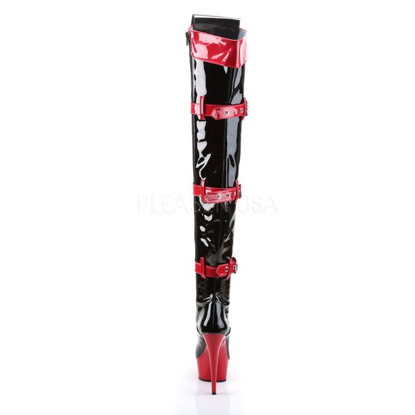 Overknee-Stiefel in schwarz/rot im Krankenschwester Stil