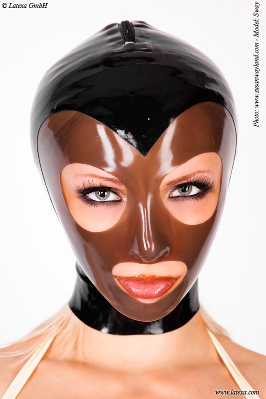 Latex Frauenmaske Kopfhaube Kontrastfarbe