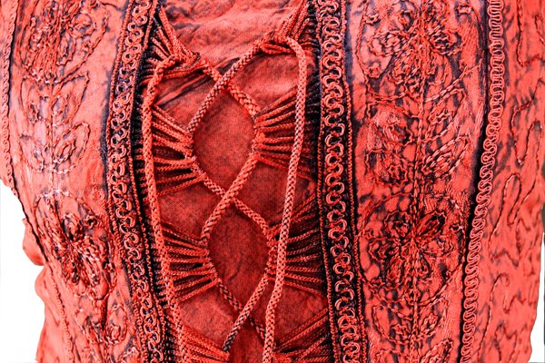 Mittelalter-Kleid ärmellos Schnürung Stickerei Gr. S/M 2 Farben