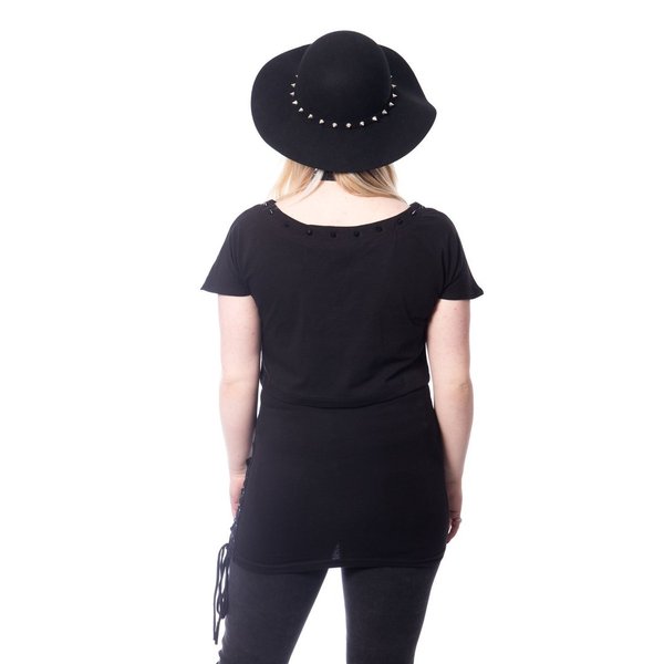 TAINT TOP - BLACK T Shirt für Damen schwarz kurzarm Nieten