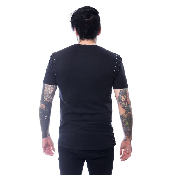 LASE TOP - BLACK Shirt für Herren kurzarm Schnürung Baumwolle