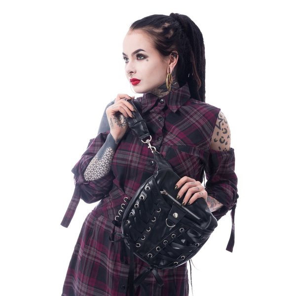 schwarze Damen Tasche mit Schnürung CORSET BAG Gothic