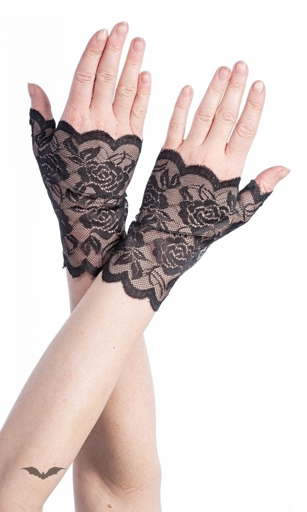 Fingerlose handschuhe mit floralem Spitzenmuster