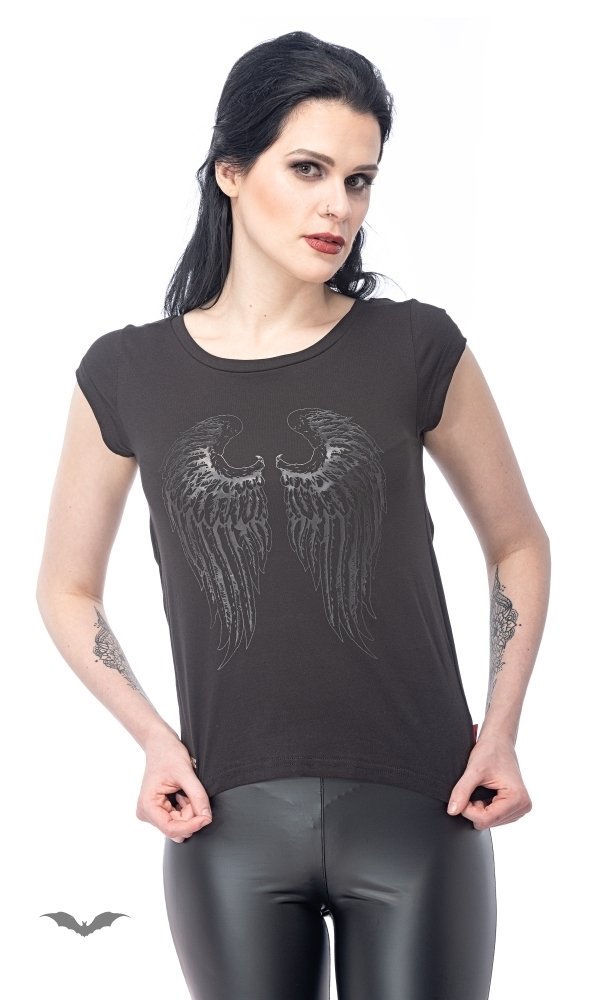 Shirt ärmellos mit Aufdruck, transparente Flügel auf dem Rücken