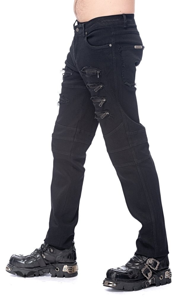 Hose schwarz mit Reißverschlüssen und dekorativen Nieten