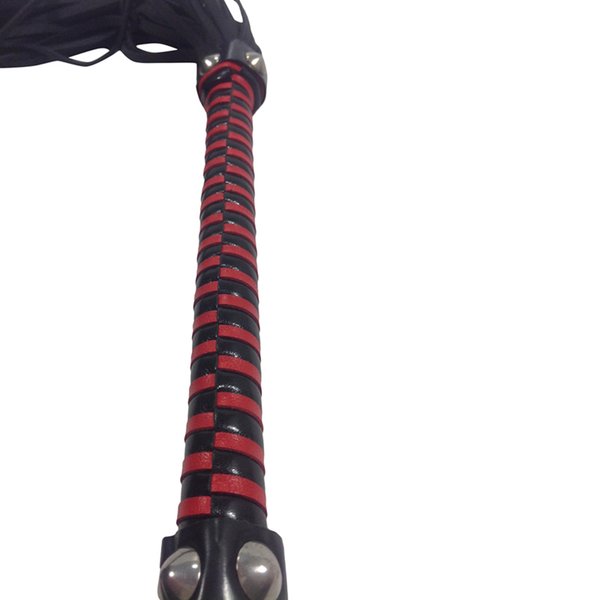 Leder Peitsche aus weichem Leder mit Griff in rot/schwarz