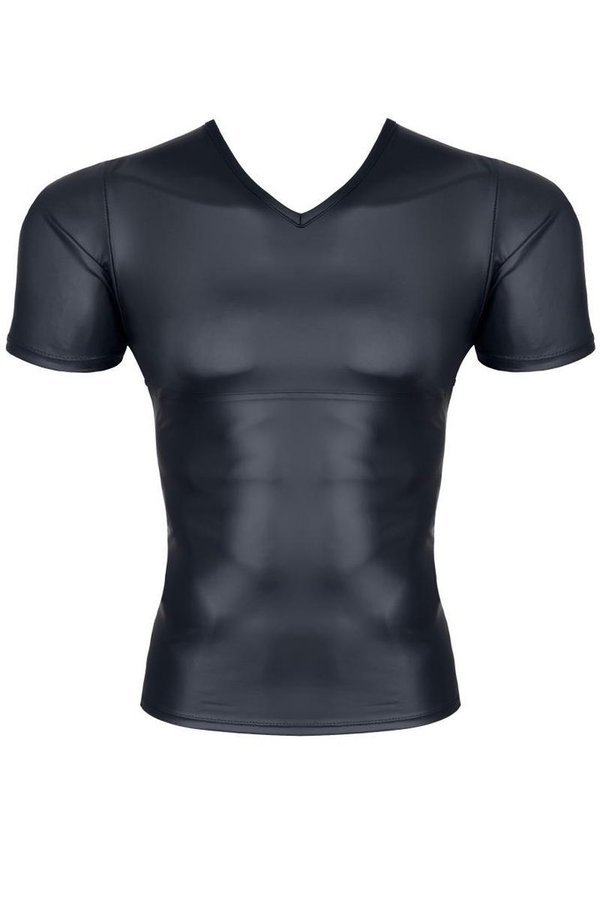 Herren T-Shirt schwarz aus dehnbarem, mattem Wetlook-Material